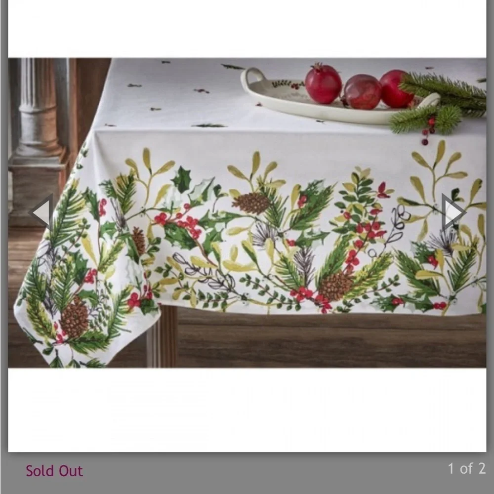 Tag Home Decor Winter Sprig Tablecloth 84x60 100% Cotton